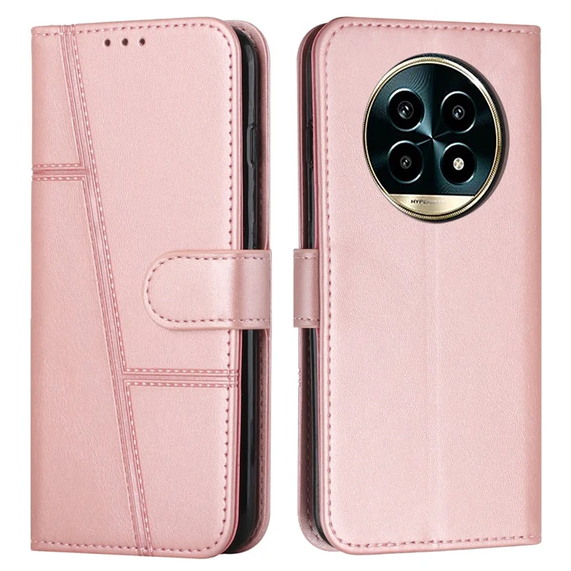 For Realme 13+ 5G / 13 Pro 5G (China) Case Stand Flip Protective Leather Phone Cover - Rose Gold