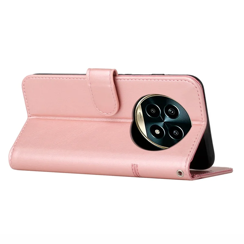 For Realme 13+ 5G / 13 Pro 5G (China) Case Stand Flip Protective Leather Phone Cover - Rose Gold