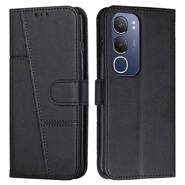 Für vivo Y19s 4G Hülle Ständer Flip Schutzhülle Leder Handyhülle - Schwarz