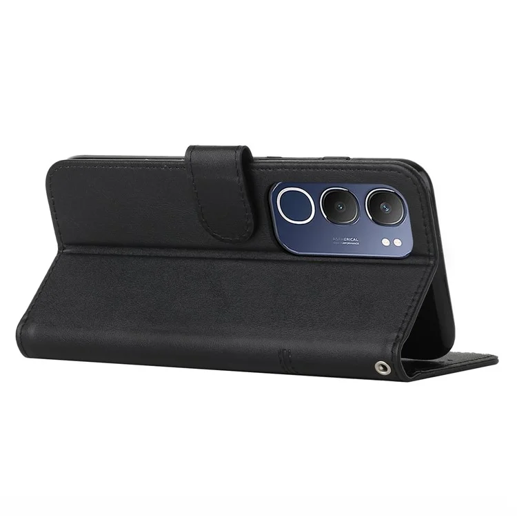 Für vivo Y19s 4G Hülle Ständer Flip Schutzhülle Leder Handyhülle - Schwarz