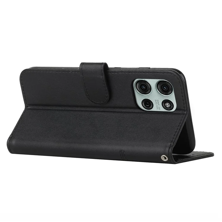 Custodia flip in pelle protettiva con supporto per Motorola Moto G75 5G - Nero