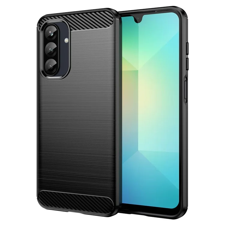 Für Samsung Galaxy A26 5G Hülle Carbon Faser Textur gebürstet Anti-Fingerabdruck Handy Rückseite Abdeckung - Schwarz
