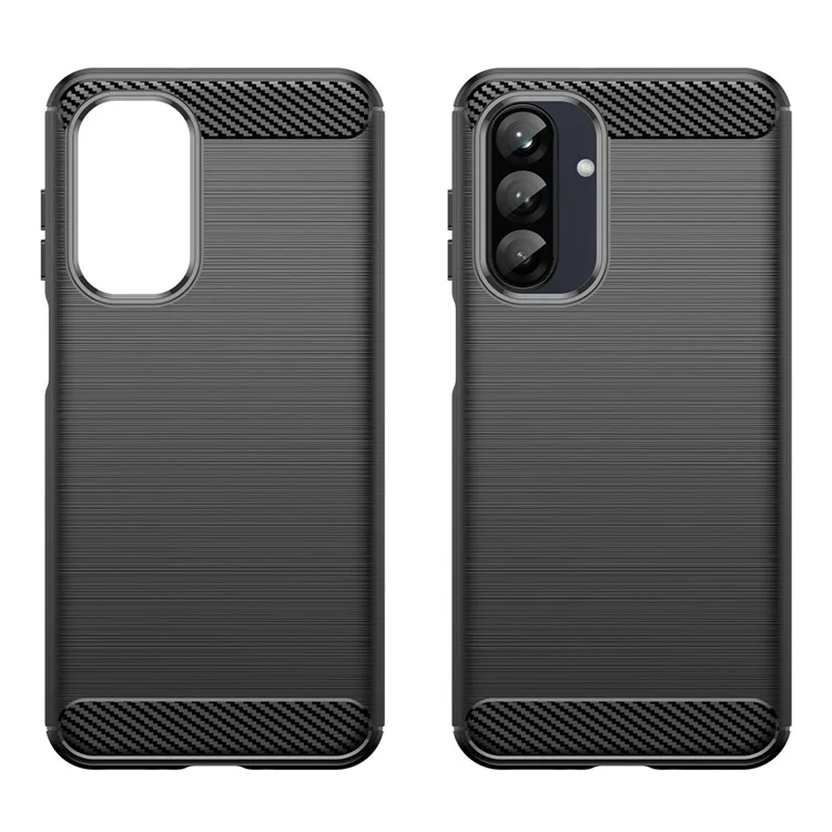 Für Samsung Galaxy A26 5G Hülle Carbon Faser Textur gebürstet Anti-Fingerabdruck Handy Rückseite Abdeckung - Schwarz