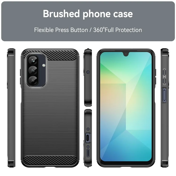 Für Samsung Galaxy A26 5G Hülle Carbon Faser Textur gebürstet Anti-Fingerabdruck Handy Rückseite Abdeckung - Schwarz