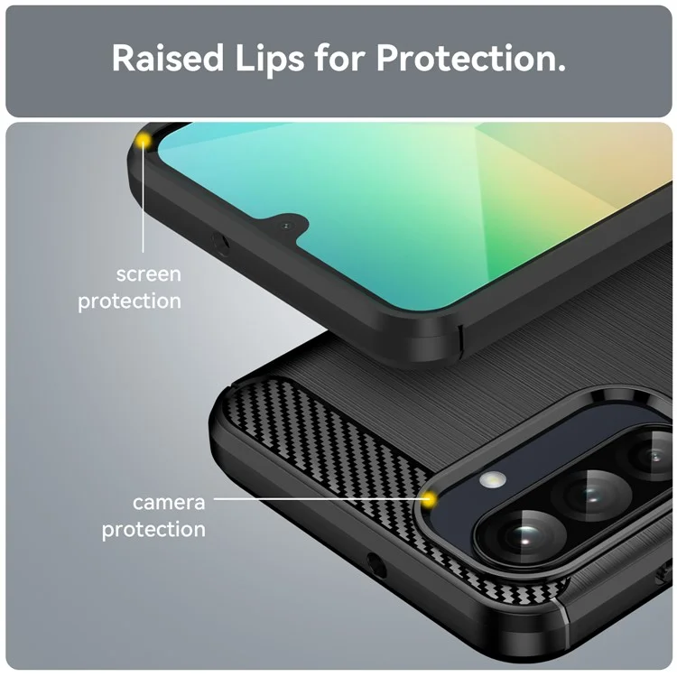 Für Samsung Galaxy A26 5G Hülle Carbon Faser Textur gebürstet Anti-Fingerabdruck Handy Rückseite Abdeckung - Schwarz