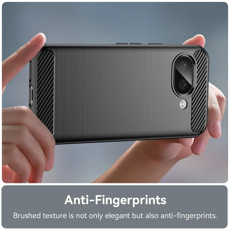 Für Google Pixel 9a Hülle Kohlefaser-Textur gebürstet Anti-Fingerabdruck Handy-Rückseite - Schwarz