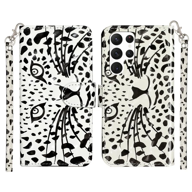 For Samsung Galaxy S25 Ultra Case 3D Pattern Printed Phone Leather Phone Cover - Leopard Head