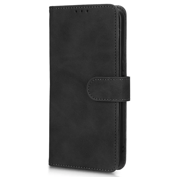 Capa de telefone com sensação de pele para vivo Y22s 4G / Y35 4G (2022), capa de carteira de couro magnético com suporte - Preto