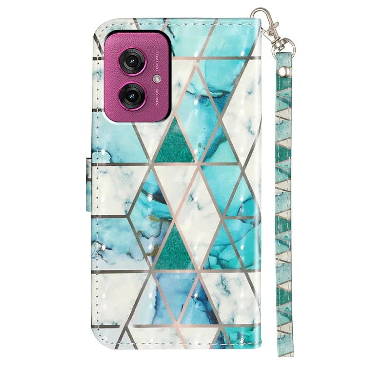 For Motorola Moto G55 5G Case 3D Pattern Printed Phone Leather Phone Cover - Green Marble