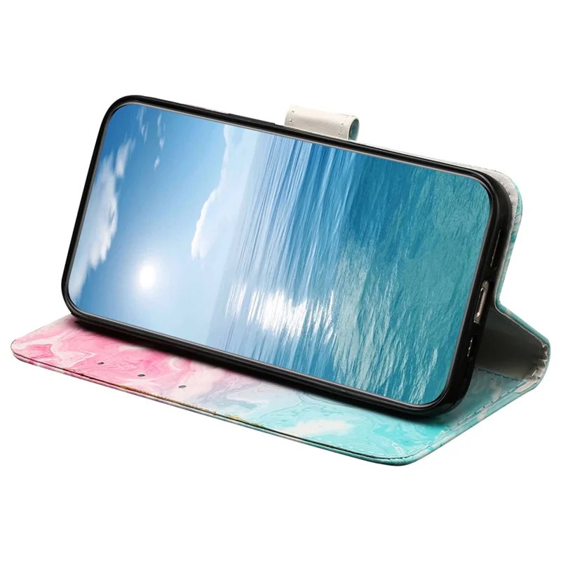Étui pour Samsung Galaxy A36 5G en motif marbre rose vert en cuir PU avec rabat