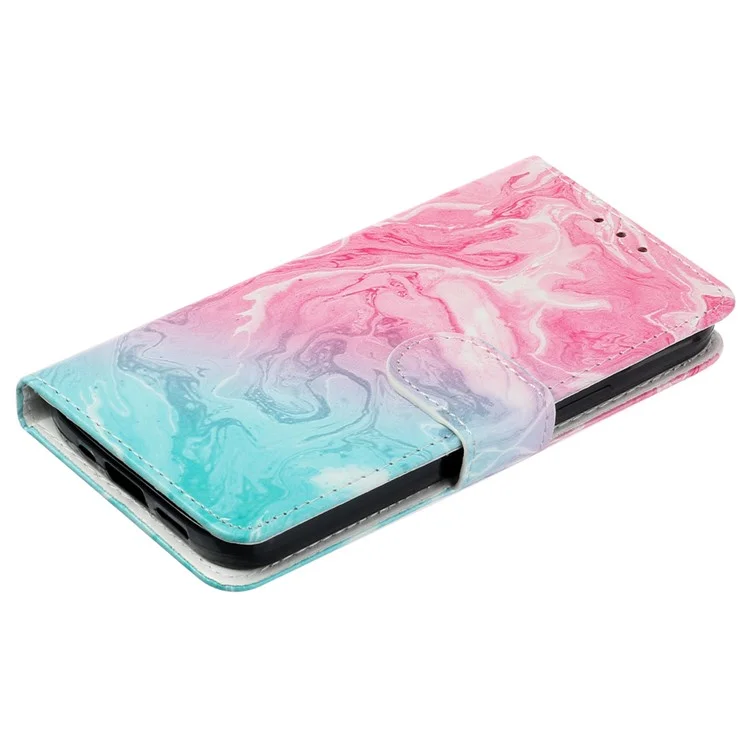 Étui pour Samsung Galaxy A36 5G en motif marbre rose vert en cuir PU avec rabat