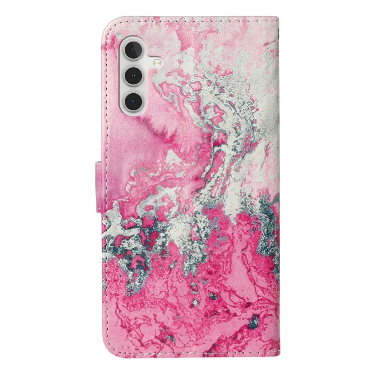 Für Samsung Galaxy A56 Hülle Muster PU-Leder Flip Handyhülle - Rosa Meerwasser Marmor