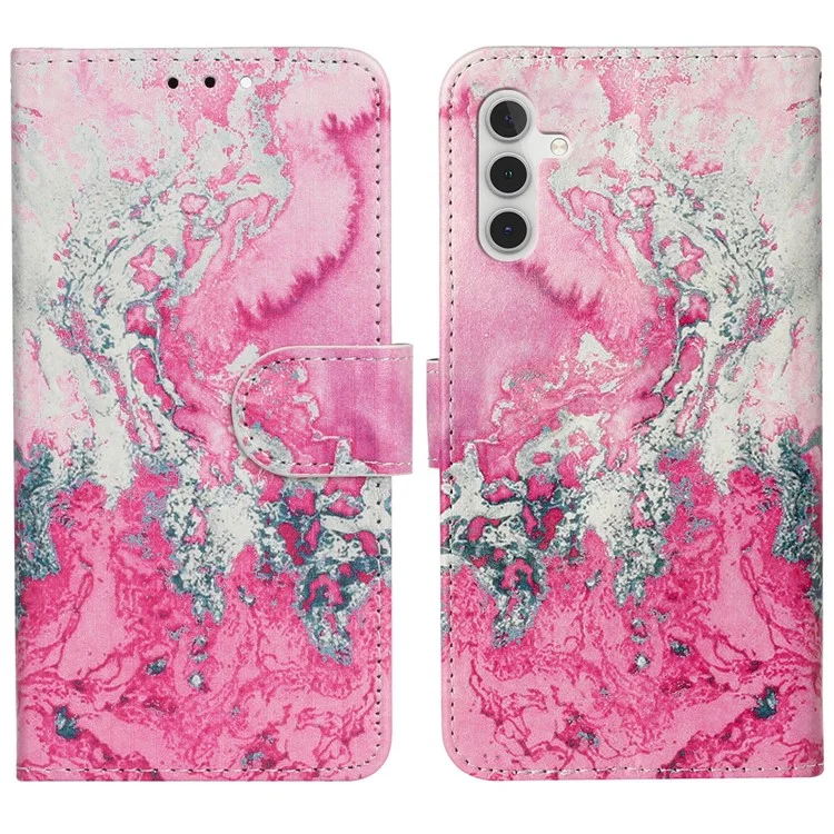 Für Samsung Galaxy A26 5G Hülle Muster PU-Leder Klapphülle - Rosa Meerwassermarmorhülle