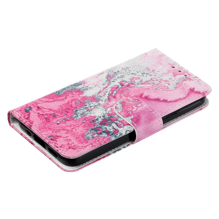 Capa para OnePlus 13 Padrão de Couro PU Flip Phone Cover - Mármore Rosa Água do Mar