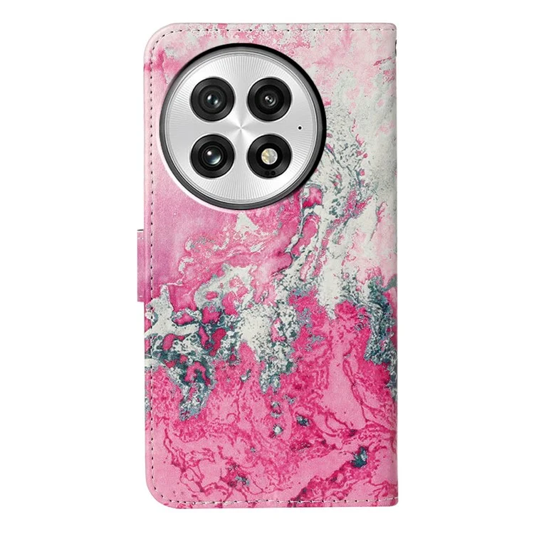 Capa para OnePlus 13 Padrão de Couro PU Flip Phone Cover - Mármore Rosa Água do Mar