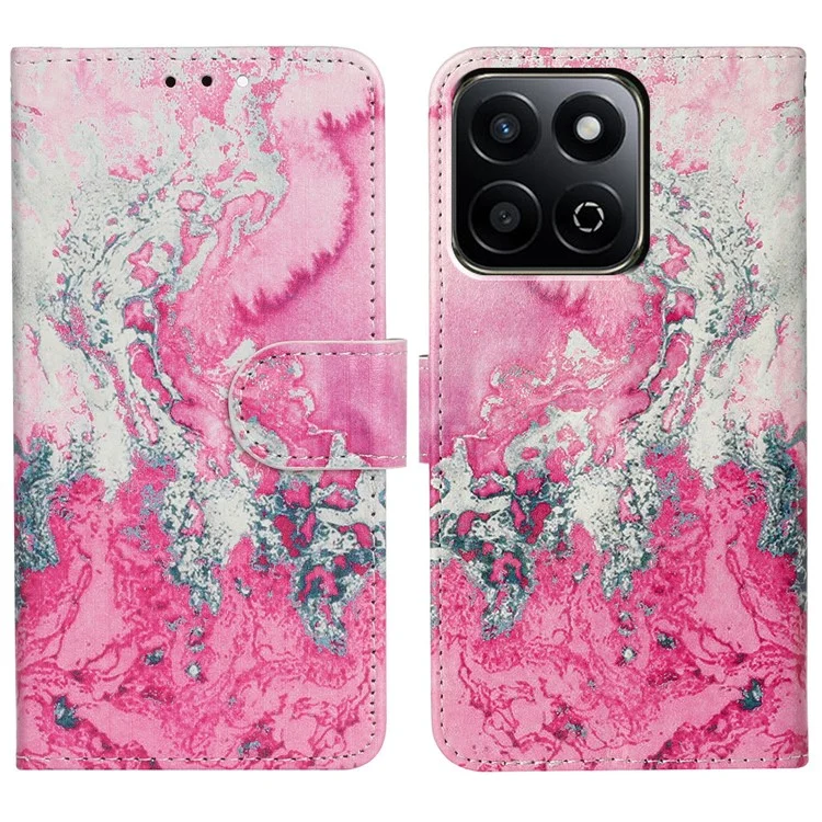 For Honor X7c 4G / 200 Smart 5G Hülle Musterung PU-Leder Klapphülle - Rosa Marmor Seewasser