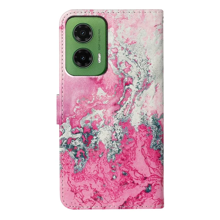 Custodia per Motorola Moto G35 5G, in pelle PU con motivo, cover a libro per telefono - Marmo rosa acqua marina