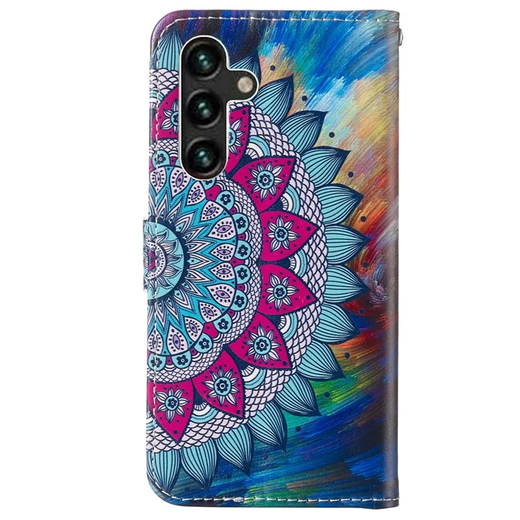 Capa para Samsung Galaxy A36 5G, padrão de couro, carteira, capa de telefone com porta-cartões - Flor de Mandala
