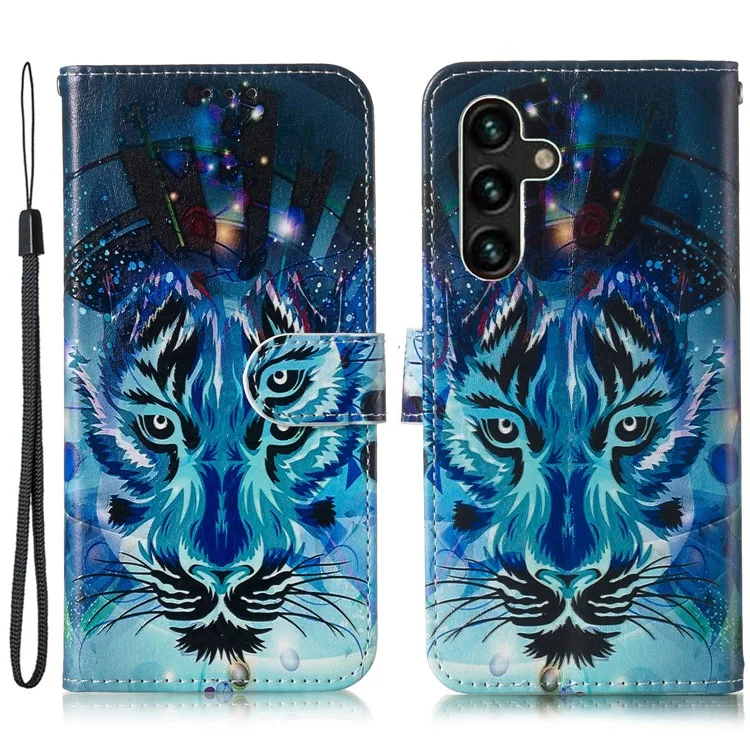 For Samsung Galaxy A56 5G Case Pattern Leather Wallet Phone Cover with Card Holder - Wolf
