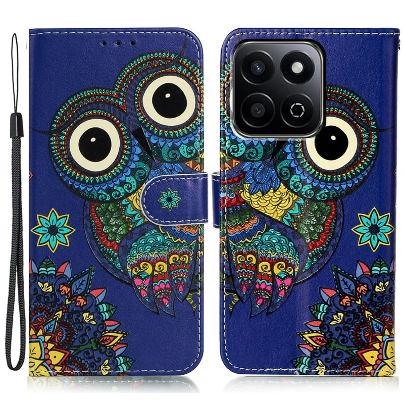 For Honor X7c 5G / X7c 4G / 200 Smart 5G Case Pattern Leather Wallet Phone Cover with Card Holder - Owl