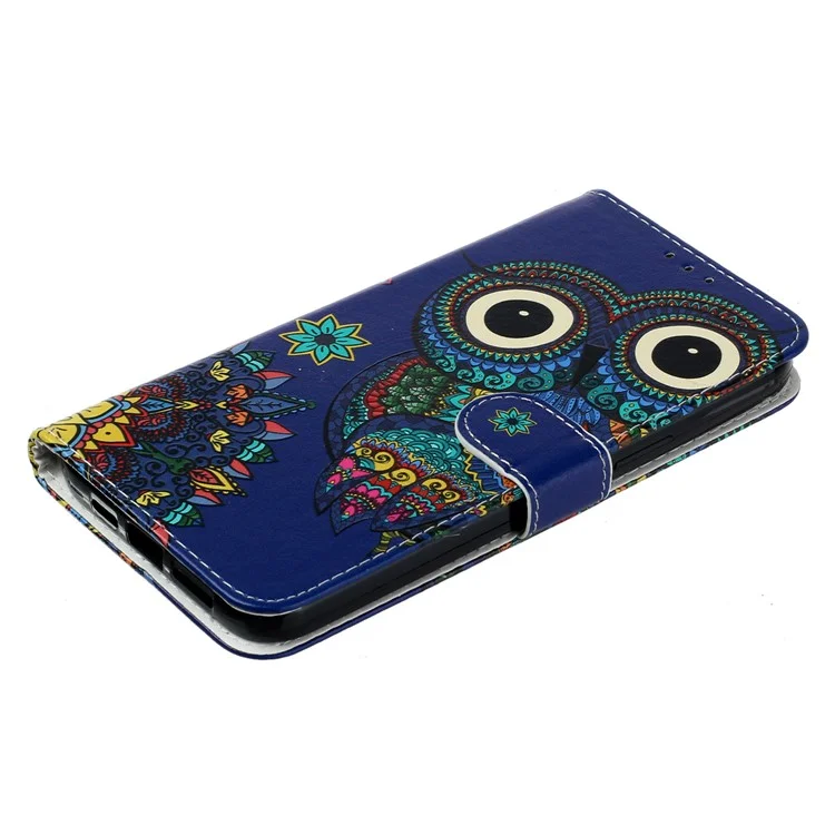 Capa de carteira de couro com padrão para Motorola Moto G75 5G com suporte para cartão - Coruja