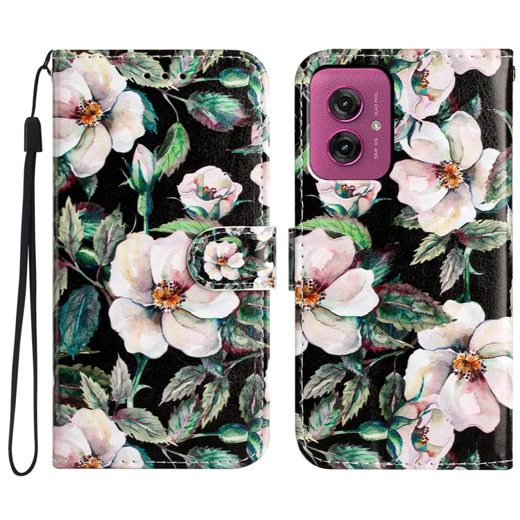 Für Motorola Moto G55 5G Wallet Case Bedrucktes Musterdesign Leder Handyhülle - Magnolia