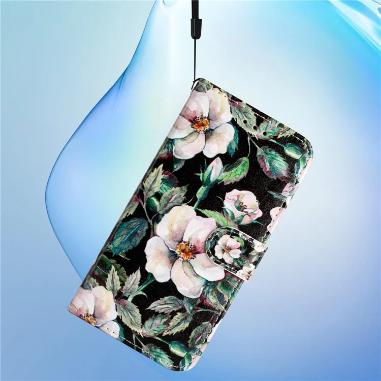 Für Motorola Moto G55 5G Wallet Case Bedrucktes Musterdesign Leder Handyhülle - Magnolia