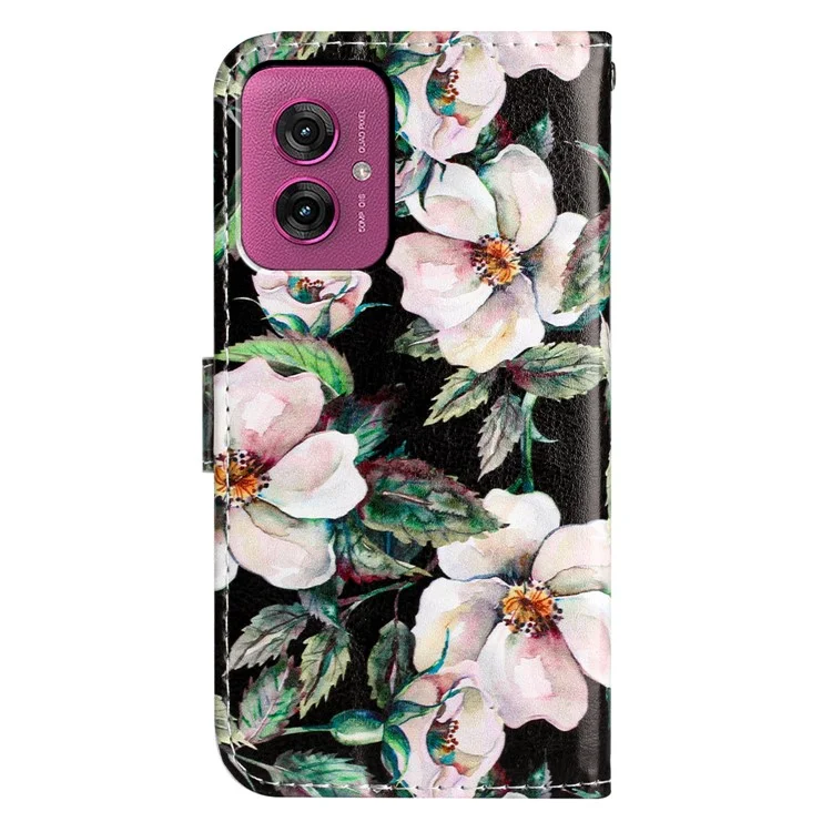 Für Motorola Moto G55 5G Wallet Case Bedrucktes Musterdesign Leder Handyhülle - Magnolia