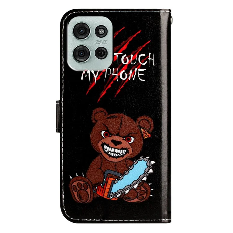 Für Motorola Moto G75 5G Wallet Case bedrucktes Musterdesign Leder Handyhülle - Fass mein Handy nicht an