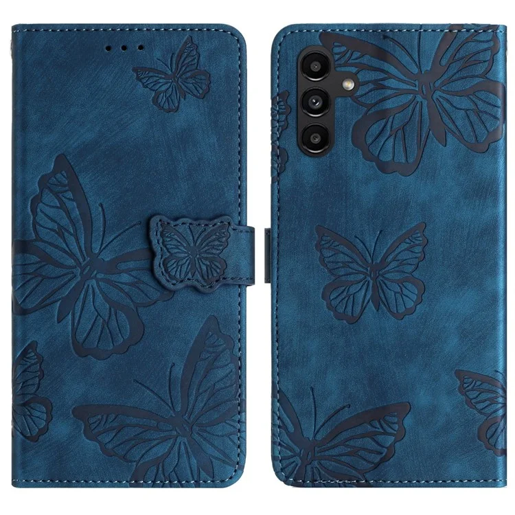 Для чехла Samsung Galaxy A56 Butterfly Design Flip Wallet Leather Phone Cover Skin-Touch - Синий
