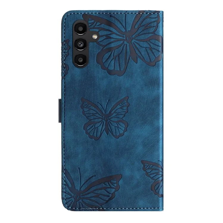 Для чехла Samsung Galaxy A56 Butterfly Design Flip Wallet Leather Phone Cover Skin-Touch - Синий