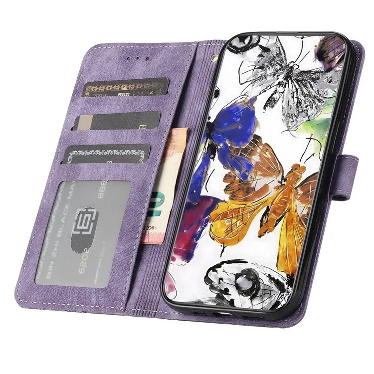 Funda para Motorola Moto G75 5G con diseño de mariposa, cartera plegable, funda de piel para teléfono - Púrpura