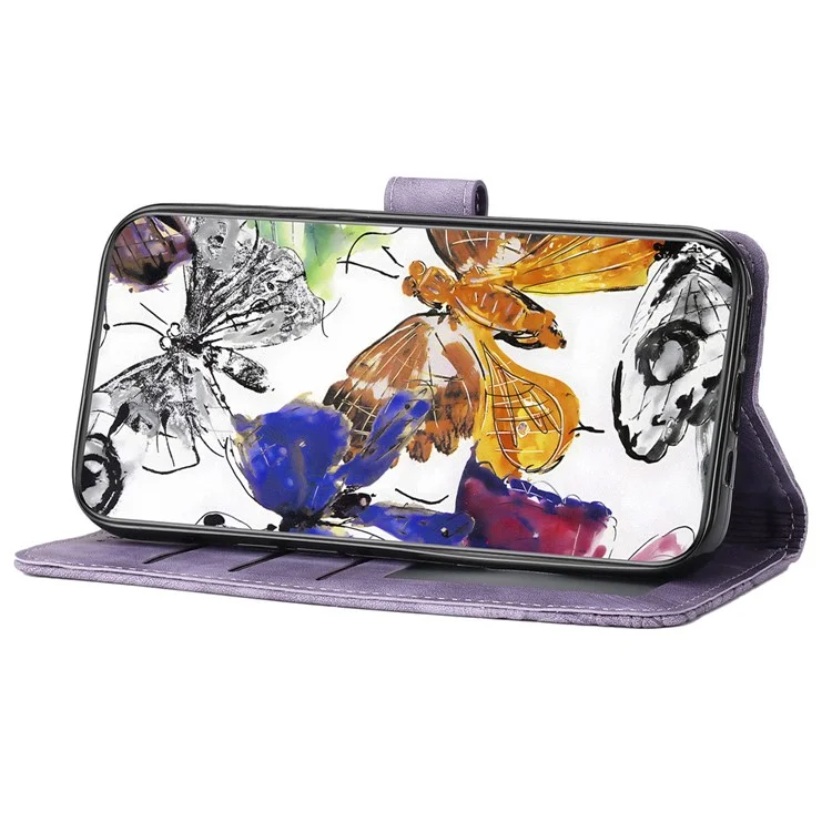 Funda para Motorola Moto G75 5G con diseño de mariposa, cartera plegable, funda de piel para teléfono - Púrpura