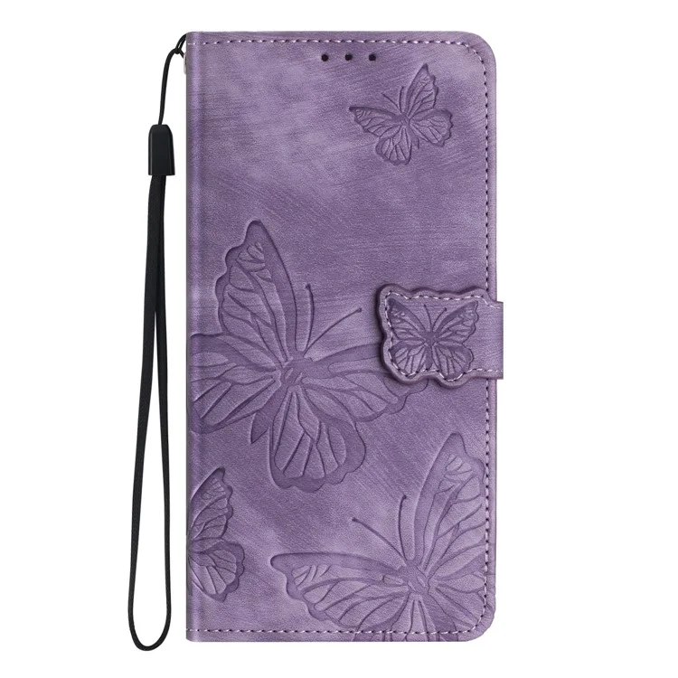 Funda para Motorola Moto G75 5G con diseño de mariposa, cartera plegable, funda de piel para teléfono - Púrpura