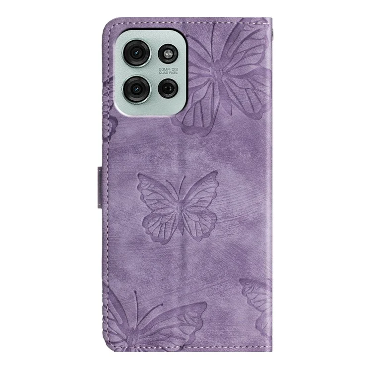 Funda para Motorola Moto G75 5G con diseño de mariposa, cartera plegable, funda de piel para teléfono - Púrpura