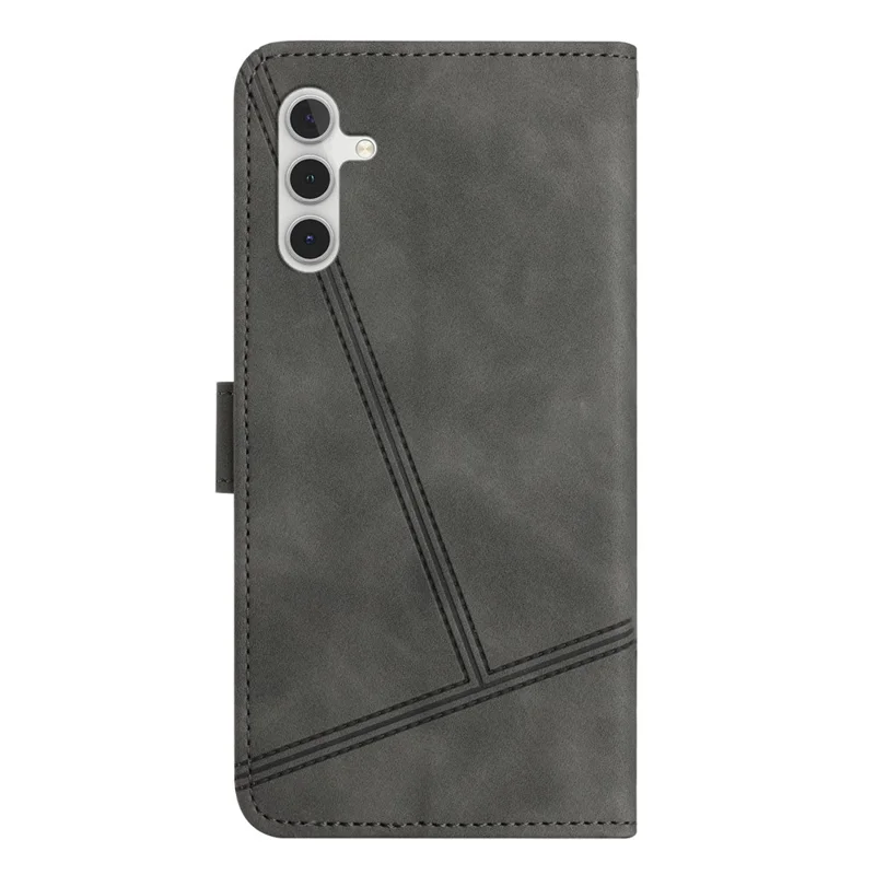 Capa flip de couro retrô com linhas impressas para Samsung Galaxy A26 5G - Cinza