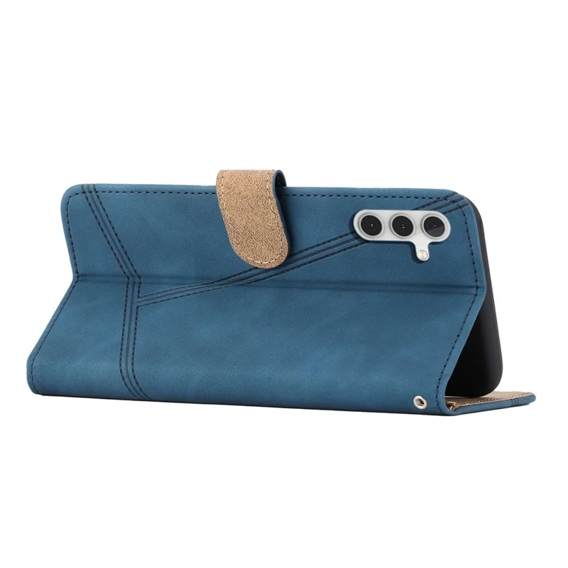 Für Samsung Galaxy A56 Hülle Flip Leder Retro Handyhülle mit geprägten Linien - Blau