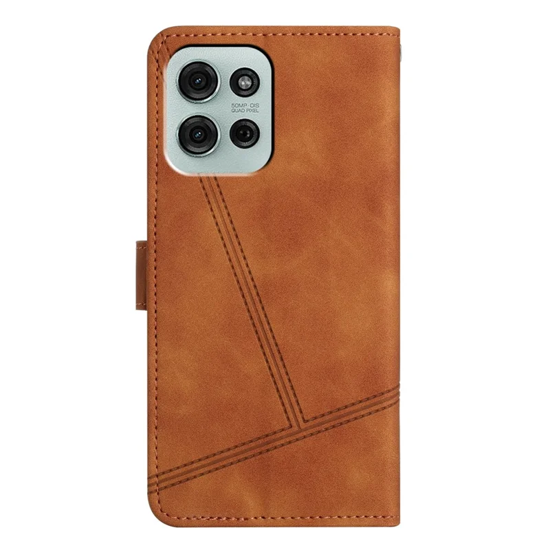 Custodia a portafoglio in pelle retrò con motivo a righe per Motorola Moto G75 5G - Marrone