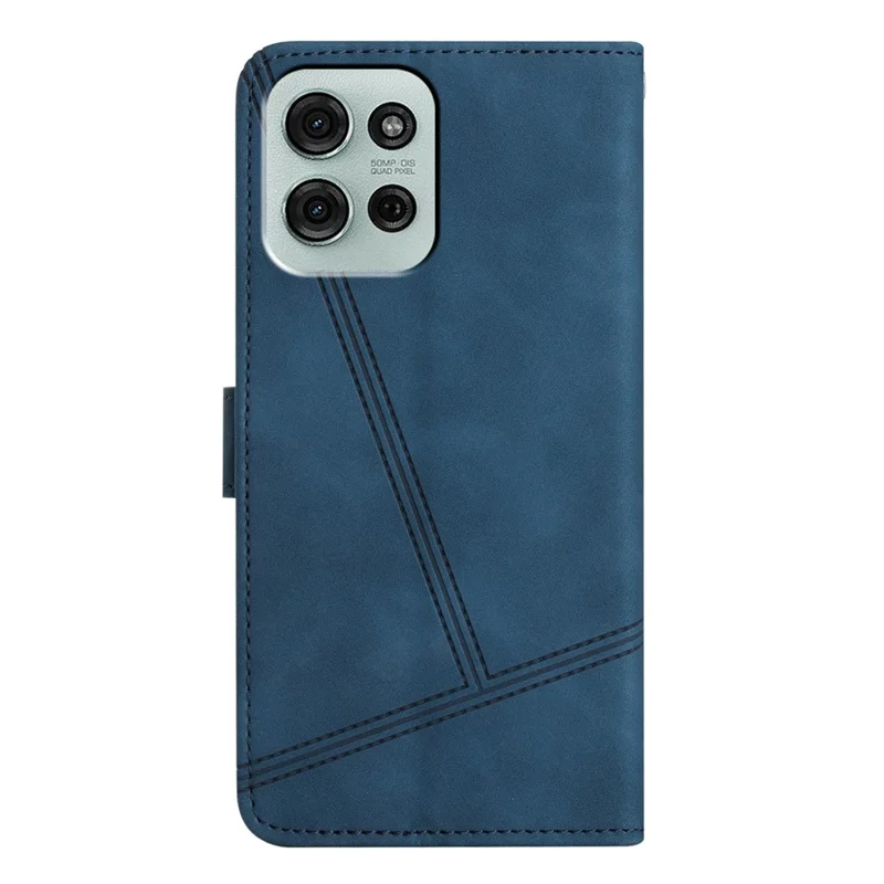 For Motorola Moto G75 5G Case Flip Leather Retro Phone Cover Lines Imprinted - Blue