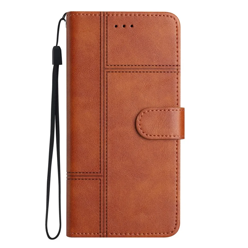 For Samsung Galaxy A17 5G / A17 4G / A26 5G Case Line Imprinted PU Leather Wallet Phone Cover - Brown