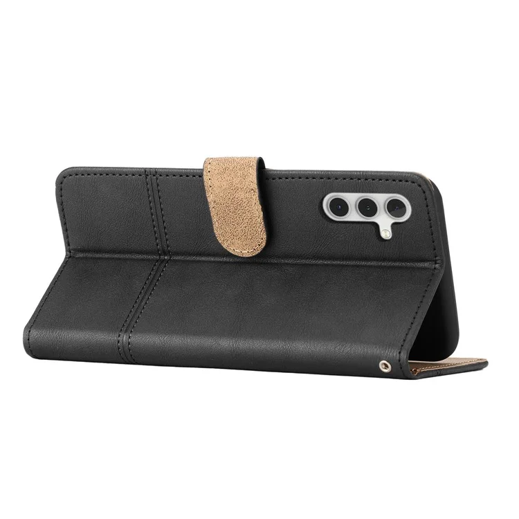 Für Samsung Galaxy A56 Hülle Linie geprägt PU-Leder Brieftasche Handyhülle - Schwarz