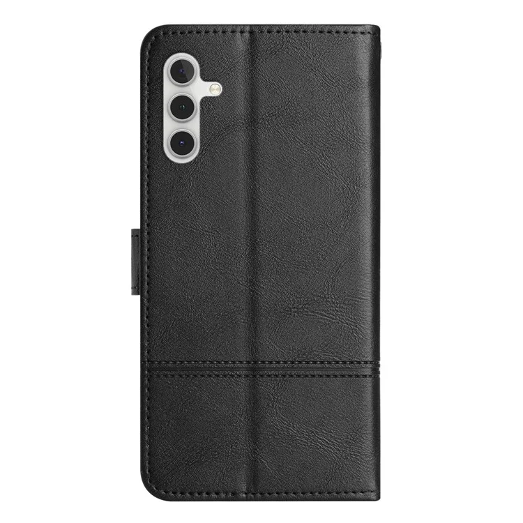 Für Samsung Galaxy A56 Hülle Linie geprägt PU-Leder Brieftasche Handyhülle - Schwarz