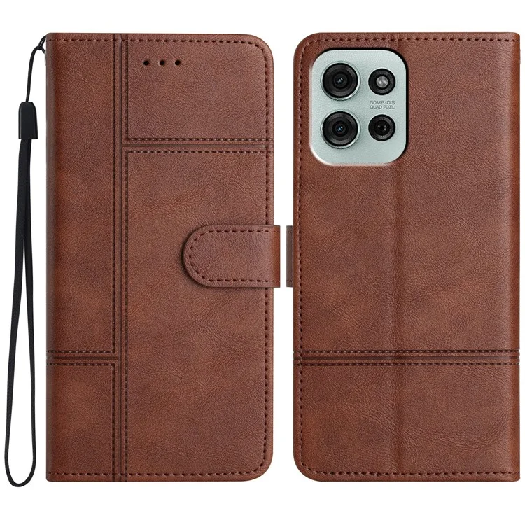 Für Motorola Moto G75 5G Case Line geprägte PU-Leder-Brieftasche Telefonhülle - Kaffee