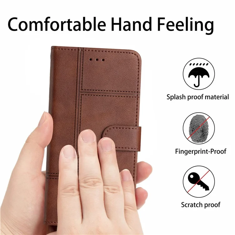 Für Motorola Moto G75 5G Case Line geprägte PU-Leder-Brieftasche Telefonhülle - Kaffee