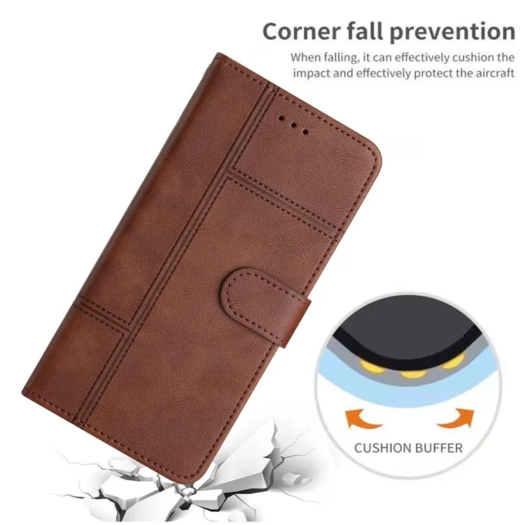 Für Motorola Moto G75 5G Case Line geprägte PU-Leder-Brieftasche Telefonhülle - Kaffee
