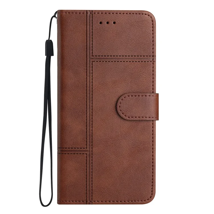 Für Motorola Moto G75 5G Case Line geprägte PU-Leder-Brieftasche Telefonhülle - Kaffee