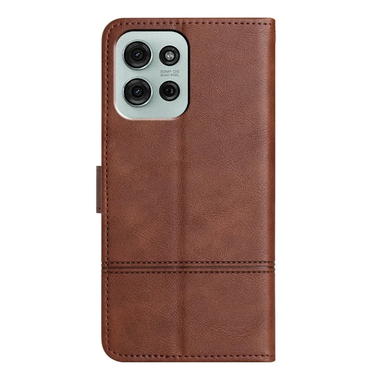 Für Motorola Moto G75 5G Case Line geprägte PU-Leder-Brieftasche Telefonhülle - Kaffee