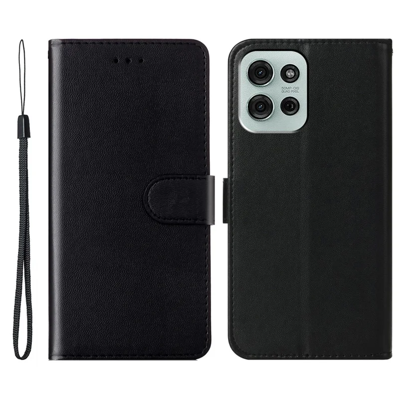 Capa para Motorola Moto G75 5G com porta-cartões em couro sintético, estilo carteira com tampa - Preto