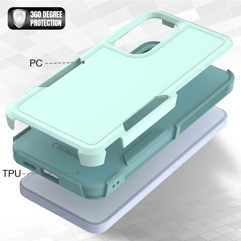 For Samsung Galaxy S25+ Case 2-in-1 PC+TPU Shockproof Phone Cover - Mint Green