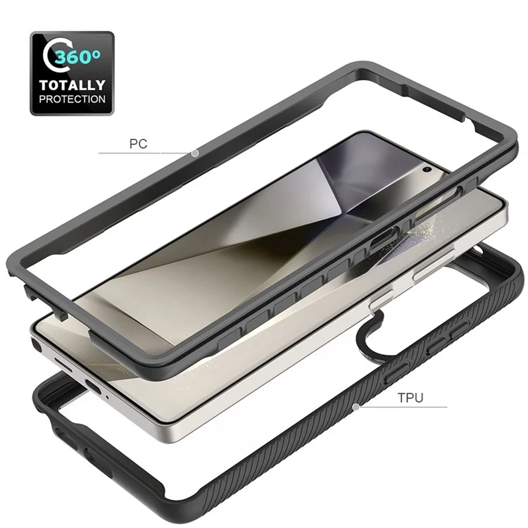 Für Samsung Galaxy S25 Ultra Hülle Anti-Drop 2-in-1 PC+TPU Handyhülle - Schwarz